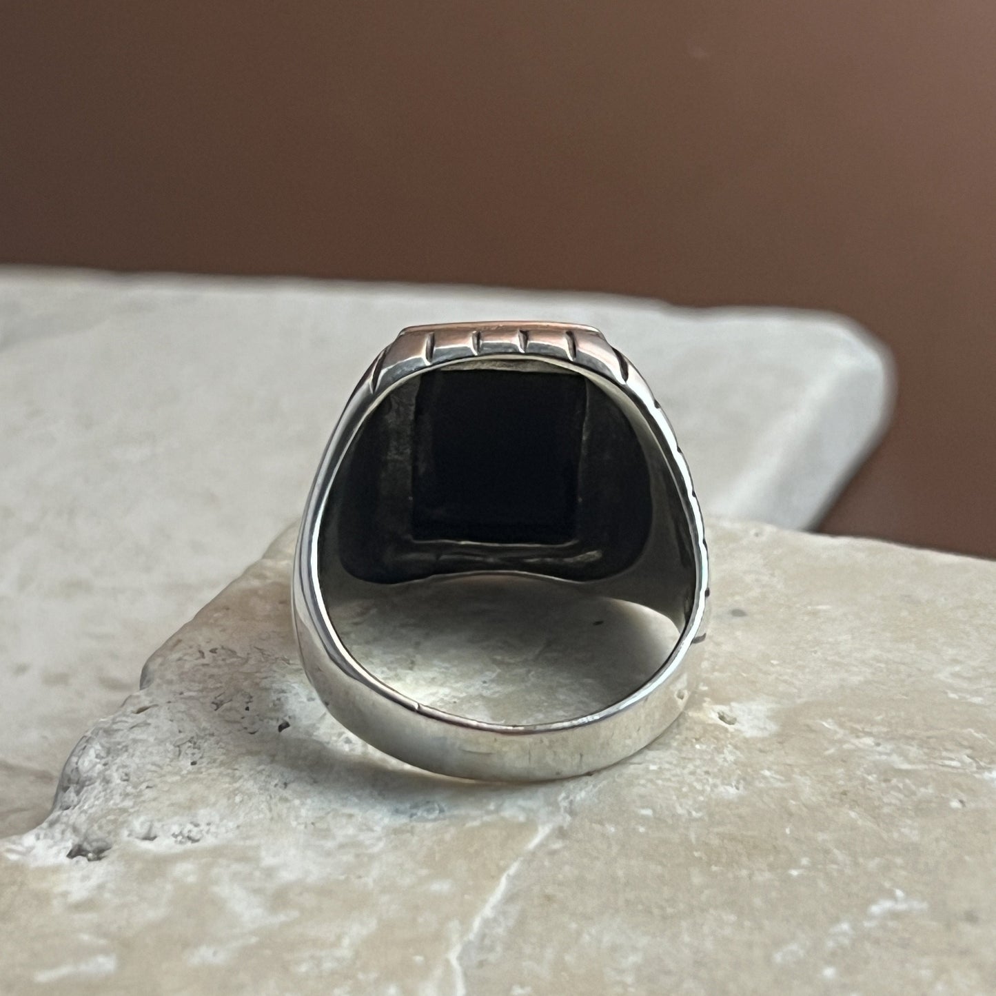Striped Black Onyx Ring